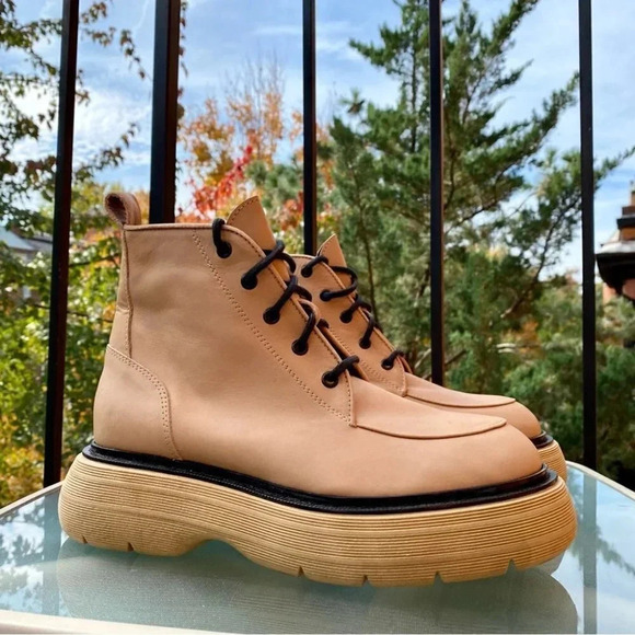 New Free People Platform Ankle Boots Shoes Mara Lace Up in Brown Tan Womens US 9 - Picture 10 of 13